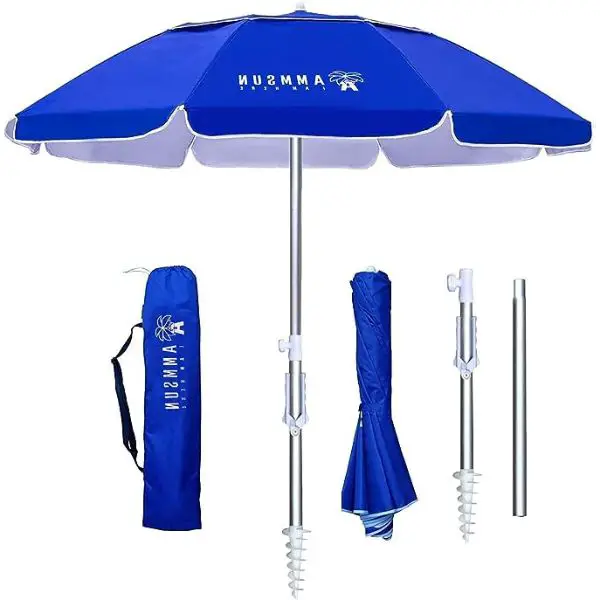 AMMSUN Folded Portable Travel Beach Umbrella